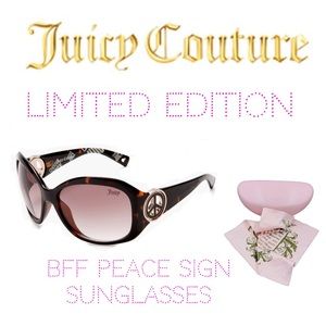Juicy Couture Limited Edition Peace Sign BFF Sunglasses With Case